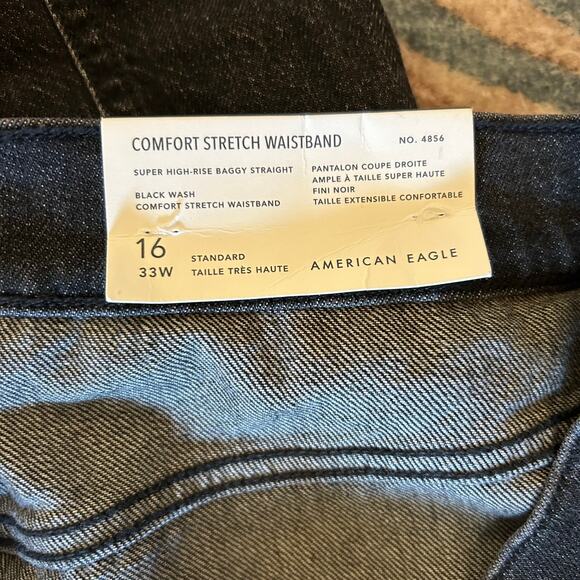 American Eagle Super High Rise Baggy Straight Cargo Jeans Size 16 Grunge Skater - Picture 3 of 6